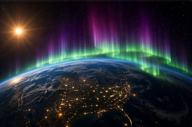 Auroras polares provocadas por partículas procedentes del Sol